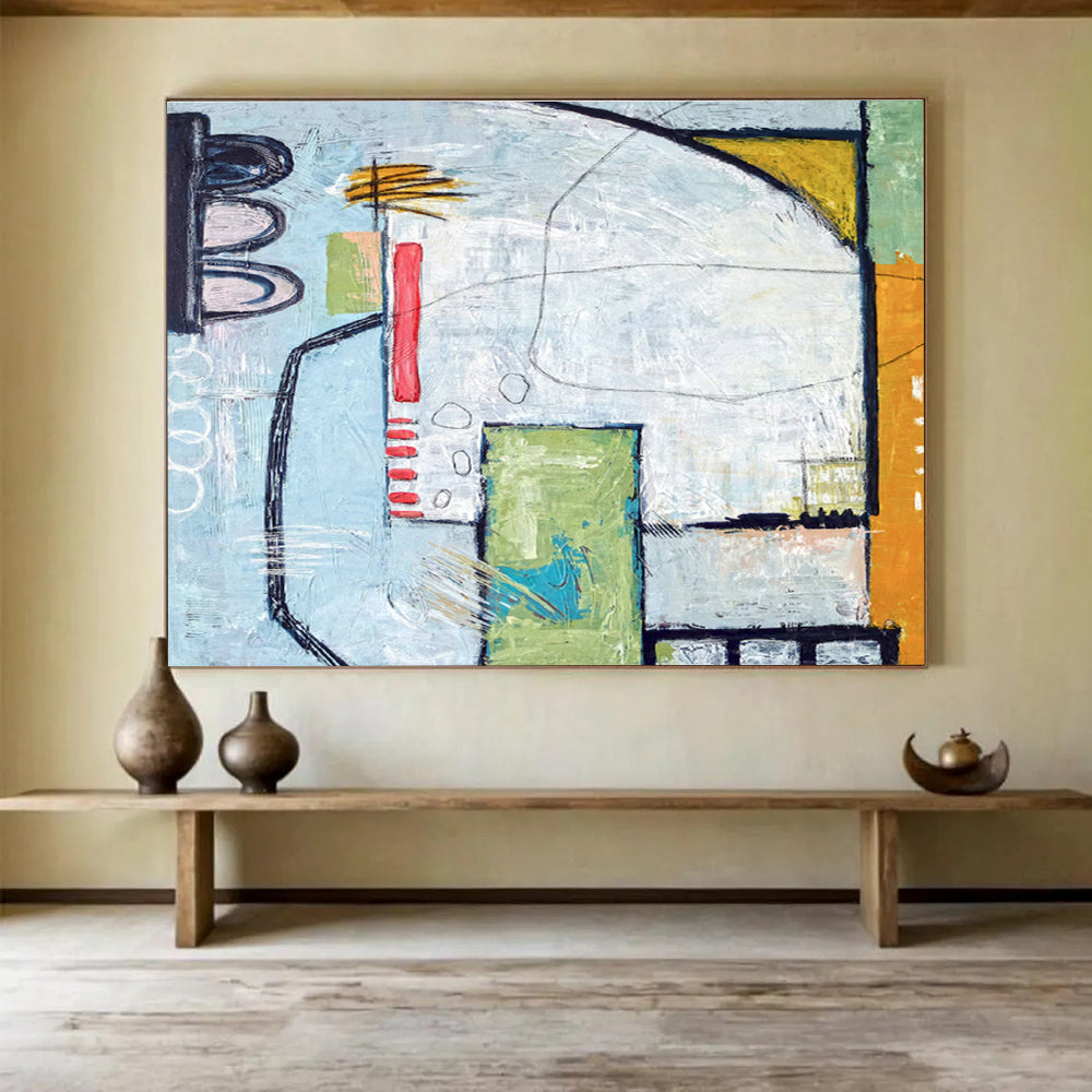 Oversized Custom Abstract Hand Painting for Subterranean Wine Cellar Tasting Room DLZ2926