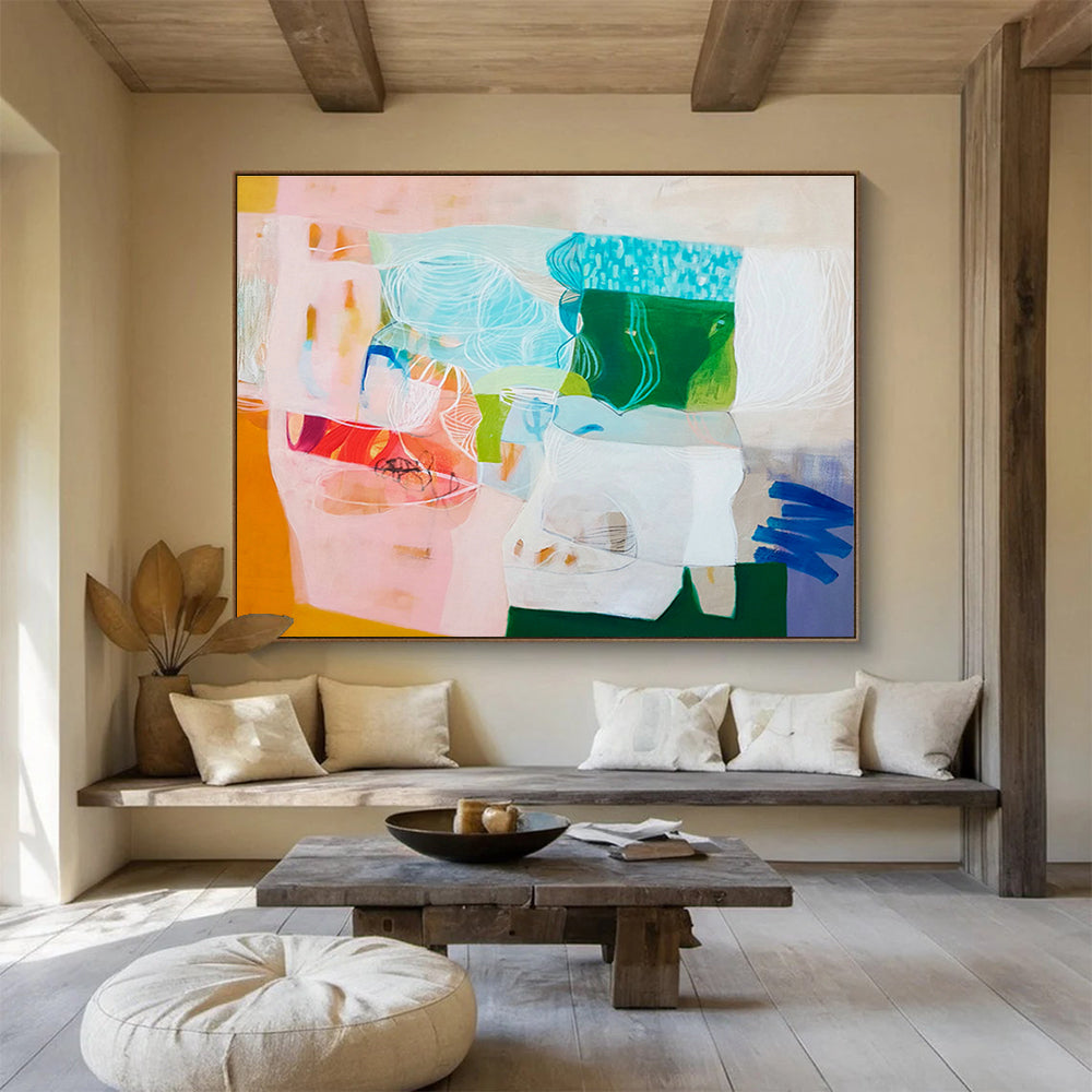 Luminous Resin Custom Hand-Painted Abstract for Nightclub Visual Installations