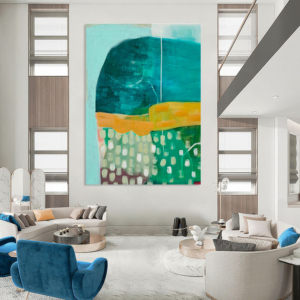 Large-Scale Customizable Hand-Painted Abstract Painting - Luxurious Art Decoration for Villas  DLZ0137