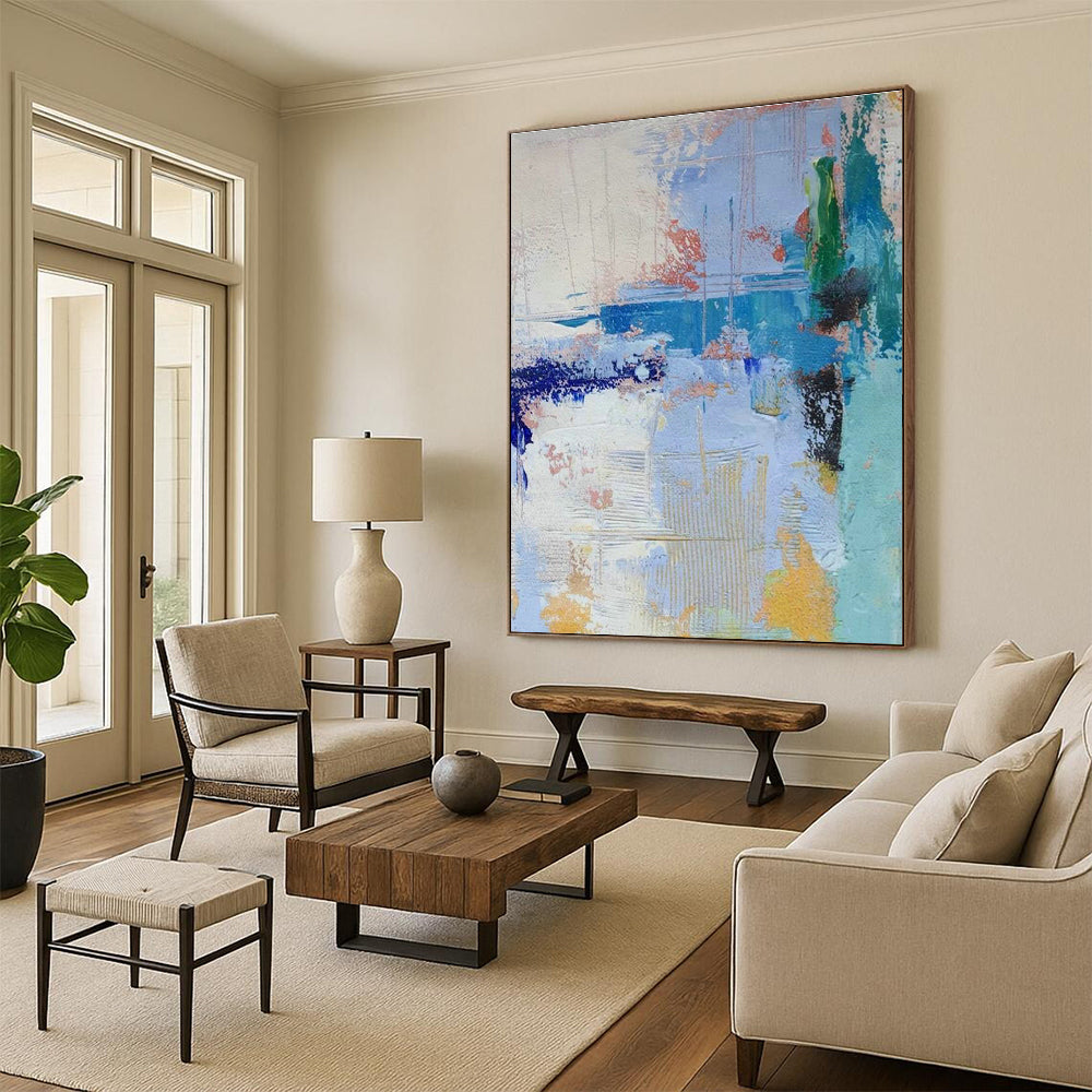 Immense Large-Scale Custom Hand-Painted Abstract Artwork - Rustic Serenity for Country Bed & Breakfasts  DLZ0335