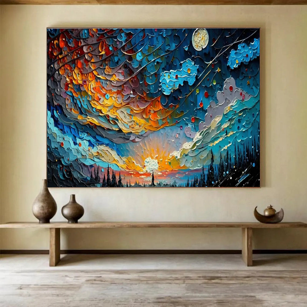 Extra Large Custom Hand-Painted Abstract Canvas for Yoga Studios DLZ3262