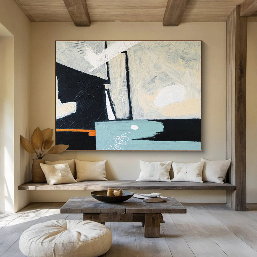 Custom-Made Giant Abstract Hand Painting for Floating Solar Farm Operations Hub DLZ2930