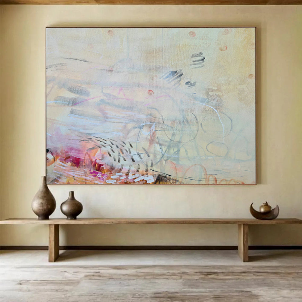 Industrial Pipe Frame Custom Hand-Painted Abstract for Warehouse Lofts