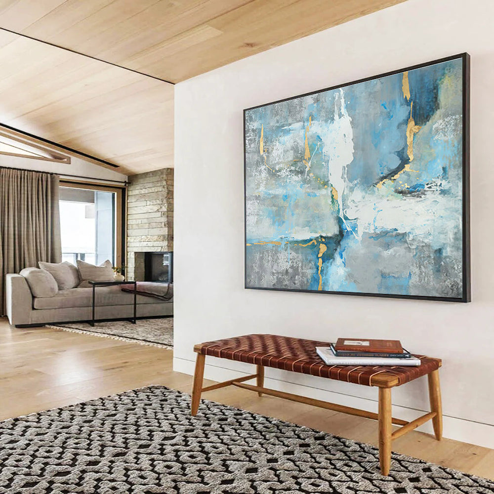 Large Custom Abstract Hand-Painted Art for Underwater Earthquake Early Warning System Research Station DLZ3140
