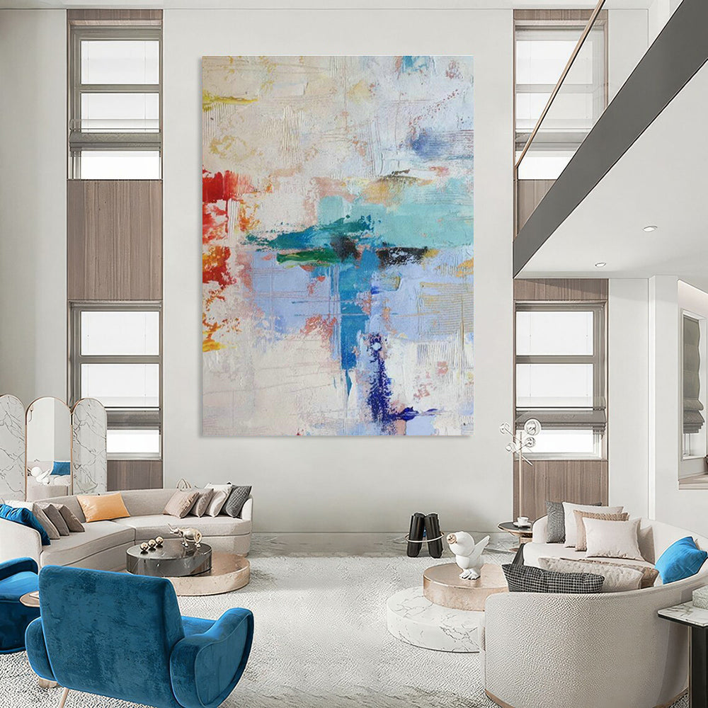 Sprawling Custom Hand-Painted Abstract Canvas - Retro Revival for Vintage Video Game Museums  DLZ0343