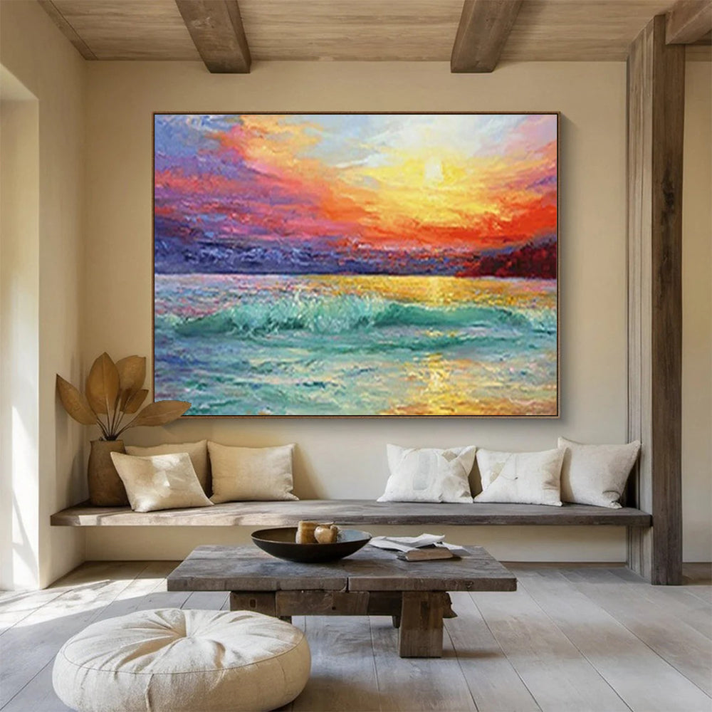 Oversized Hand-Painted Abstract Artwork, Vintage-inspired for Retro Interiors DLZ3243