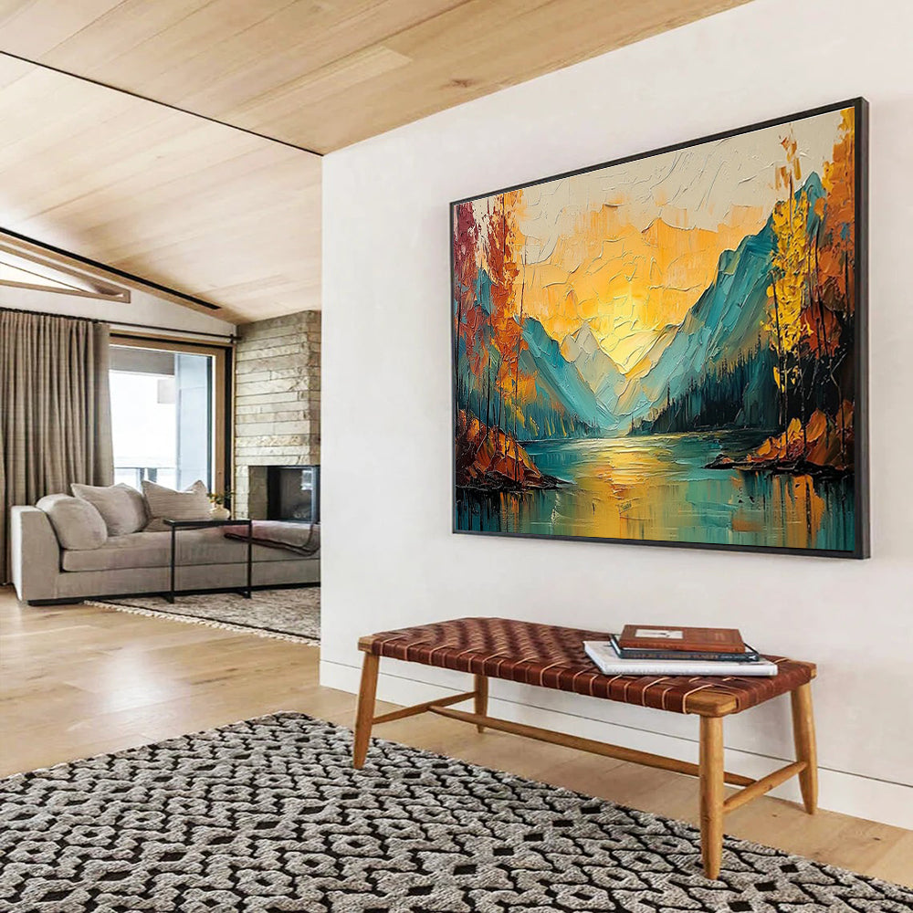 Big Custom Hand-Painted Abstract Canvas for Artisan Coffee Shops DLZ3291