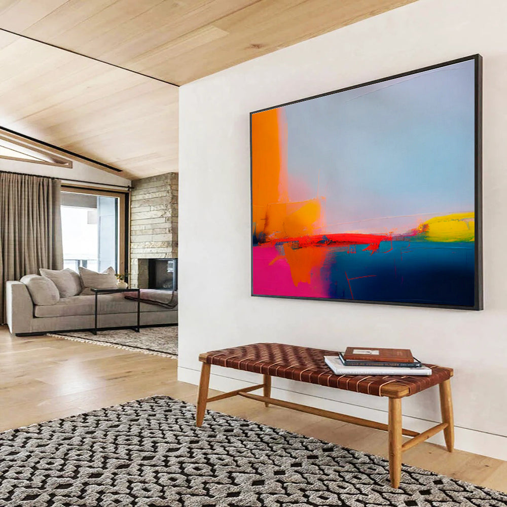 Customized Large Abstract Hand Painting for Volcanic Activity Monitoring Station Command Center DLZ2867
