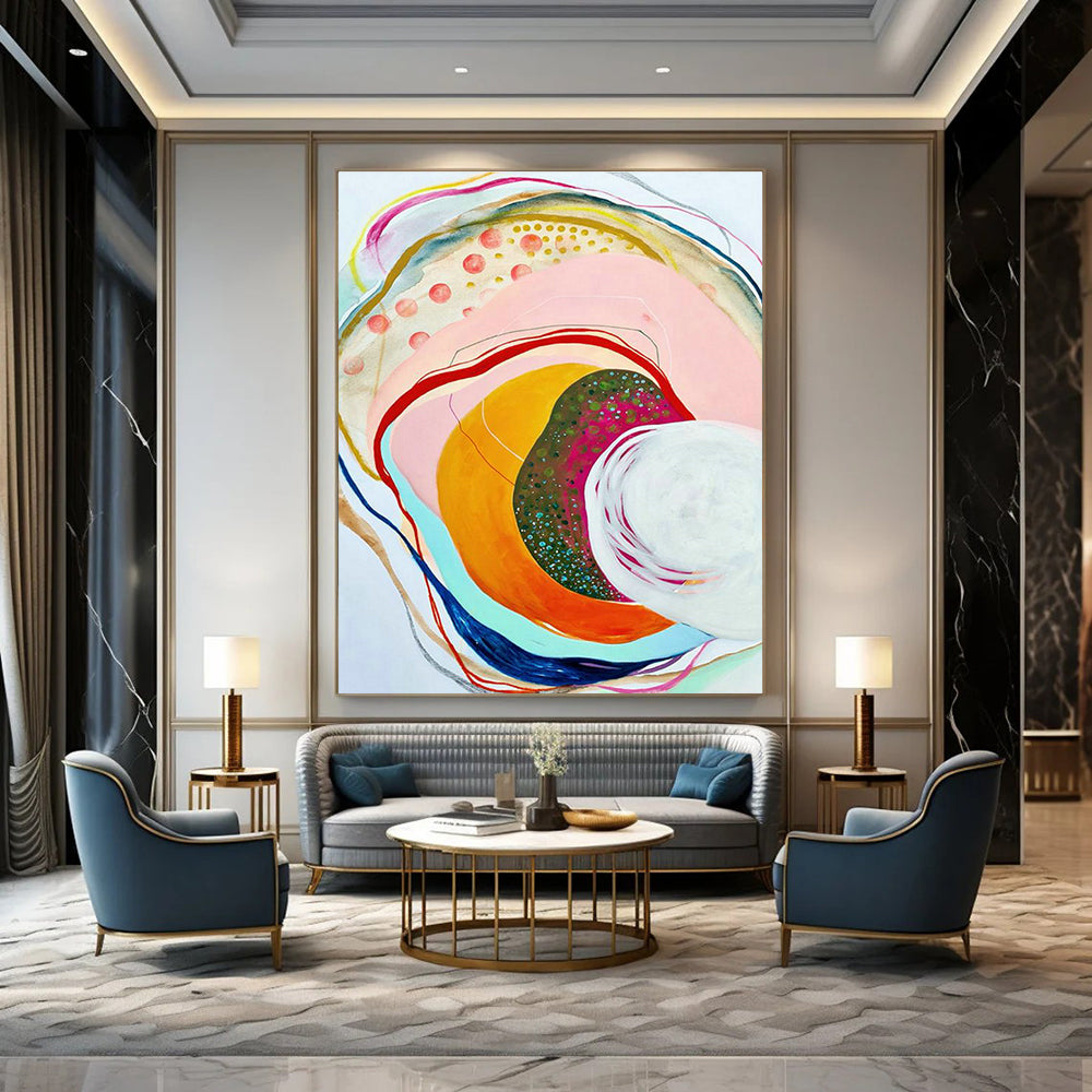 Large-Scale Custom Hand-Painted Abstract Painting - Warm Decoration for Maternity Centers  DLZ0139