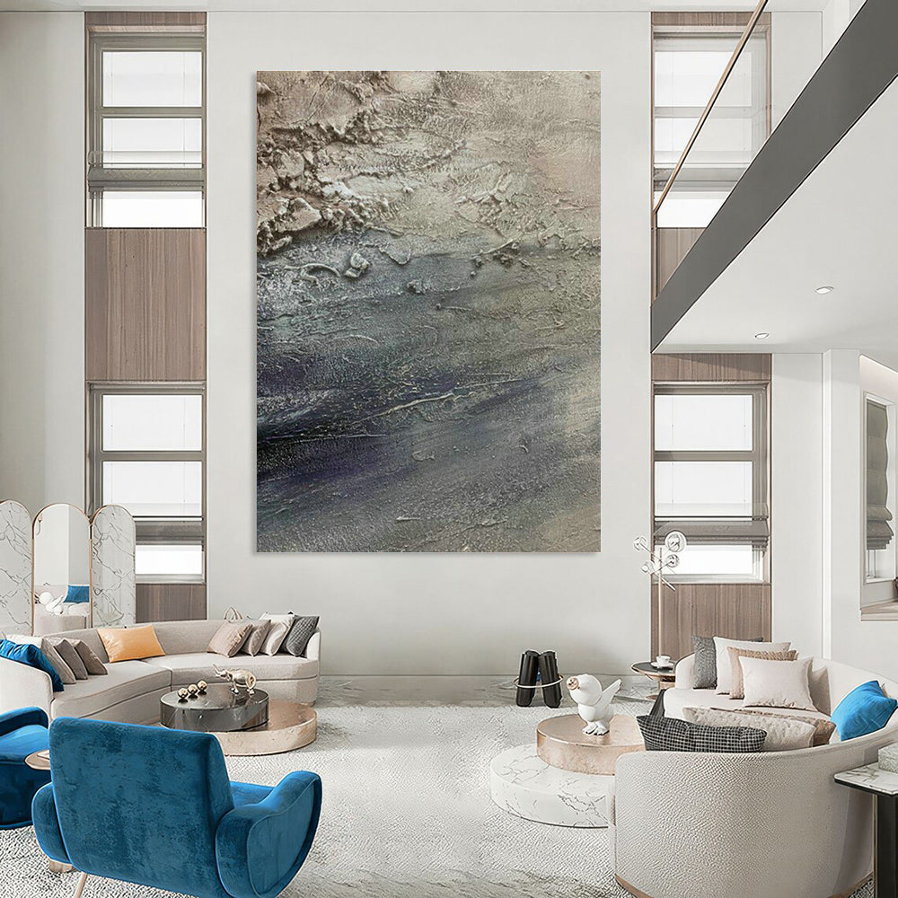 Vast Custom Hand-Painted Abstract Canvas - Cozy Ambiance for Wine Tasting Rooms  DLZ0197