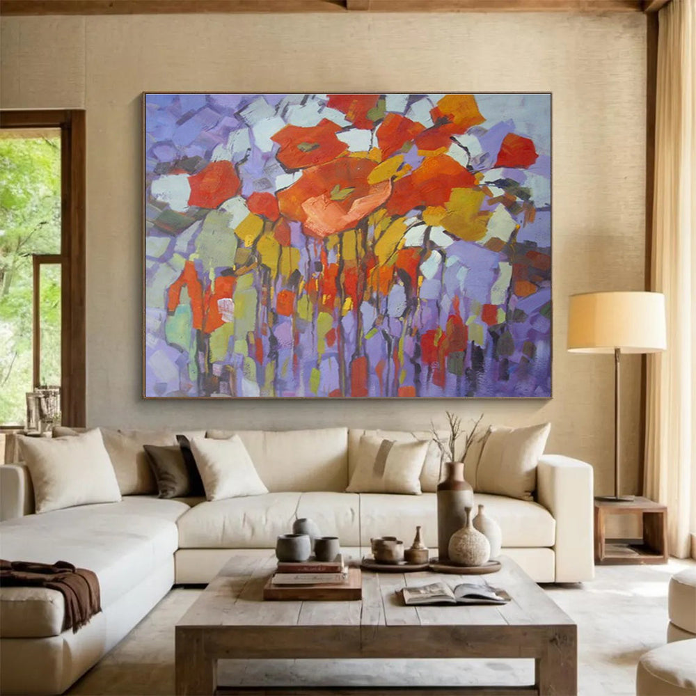 Oversized Hand-Painted Abstract Canvas, Whimsical Patterns for Playrooms DLZ3237