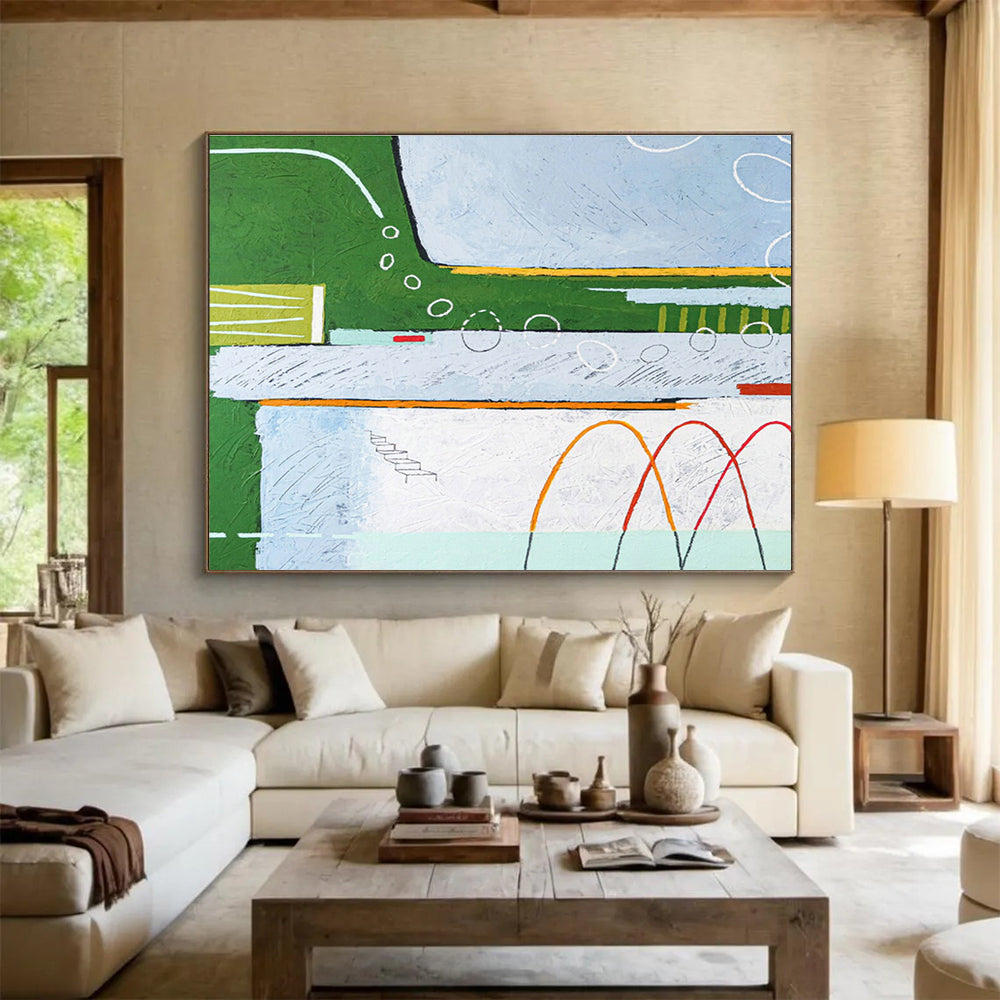 Large Custom Abstract Hand-Painted Art for Antarctic Penguin Colony Research Station DLZ2949