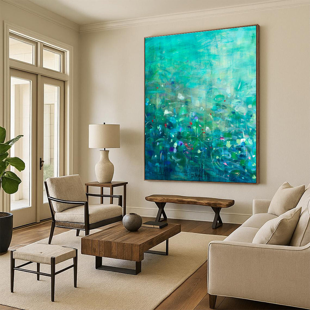 Vast Custom Hand-Painted Abstract Artwork - Welcoming Ambiance for Hotel Suites  DLZ0158