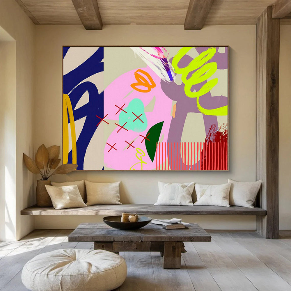 Customizable Vertical Smart City Command Center Giant Abstract Hand Painting DLZ2584
