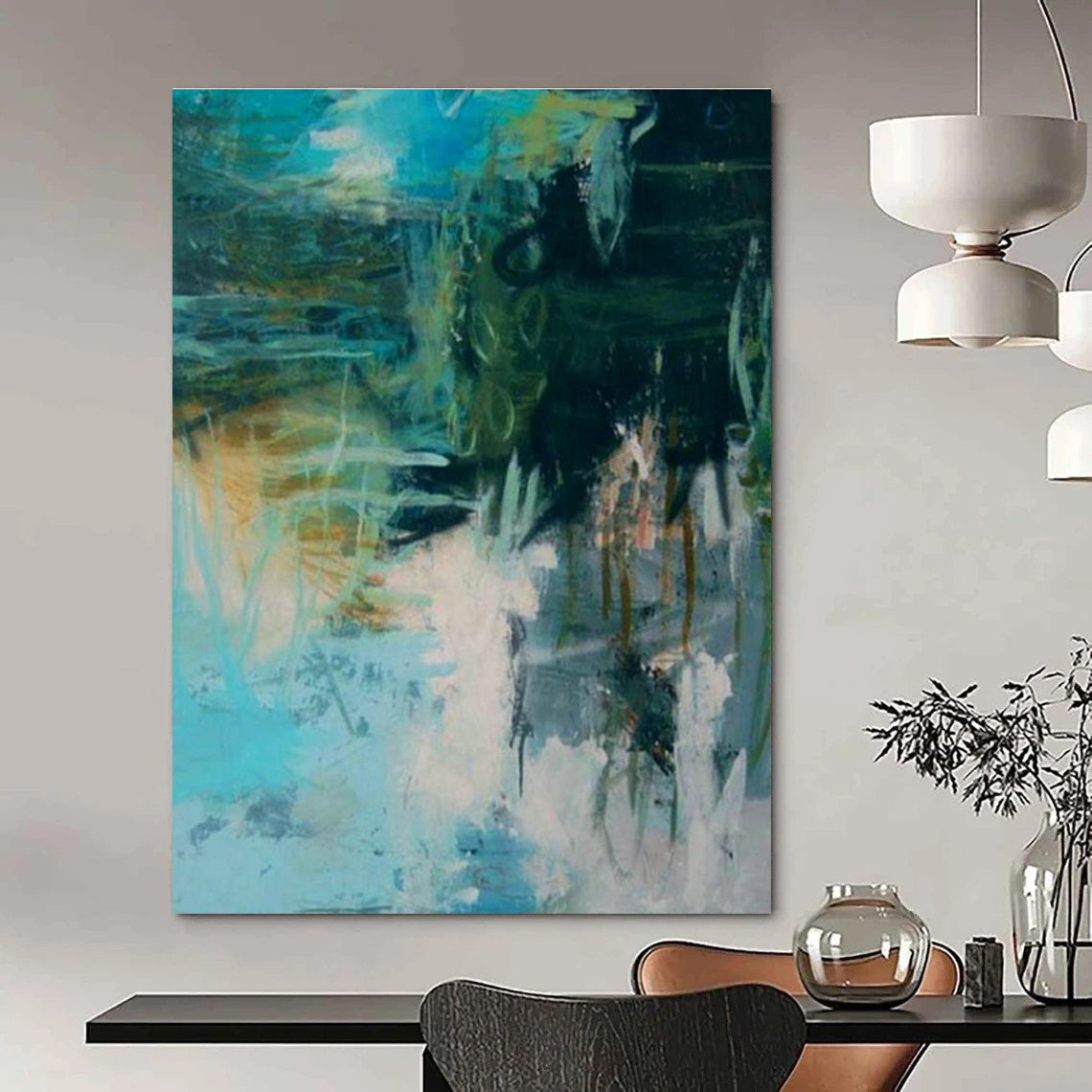 Immense Large Custom Hand-Painted Abstract Artwork - Artistic Inspiration for Pottery Throwing Studios  DLZ0296