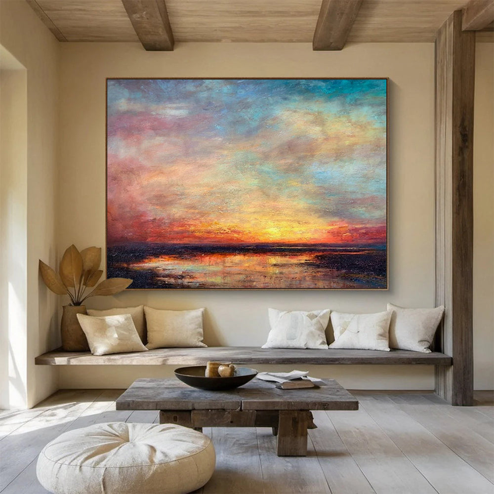 Large-Size Custom Abstract Hand Painting for Urban Rooftop Solar-Powered Water Pumping Station DLZ3160