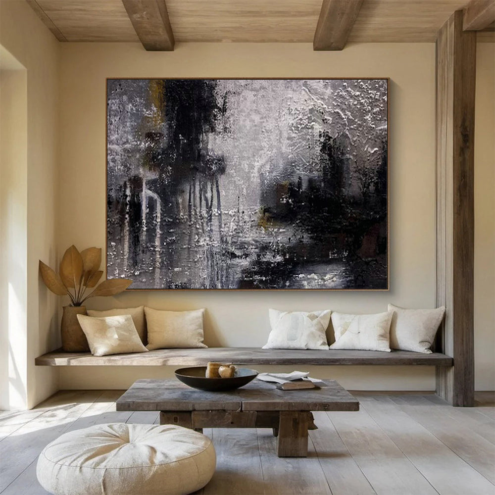 Monumental Geometric Abstract Art - Hand-Painted Resin for Co-Working Spaces