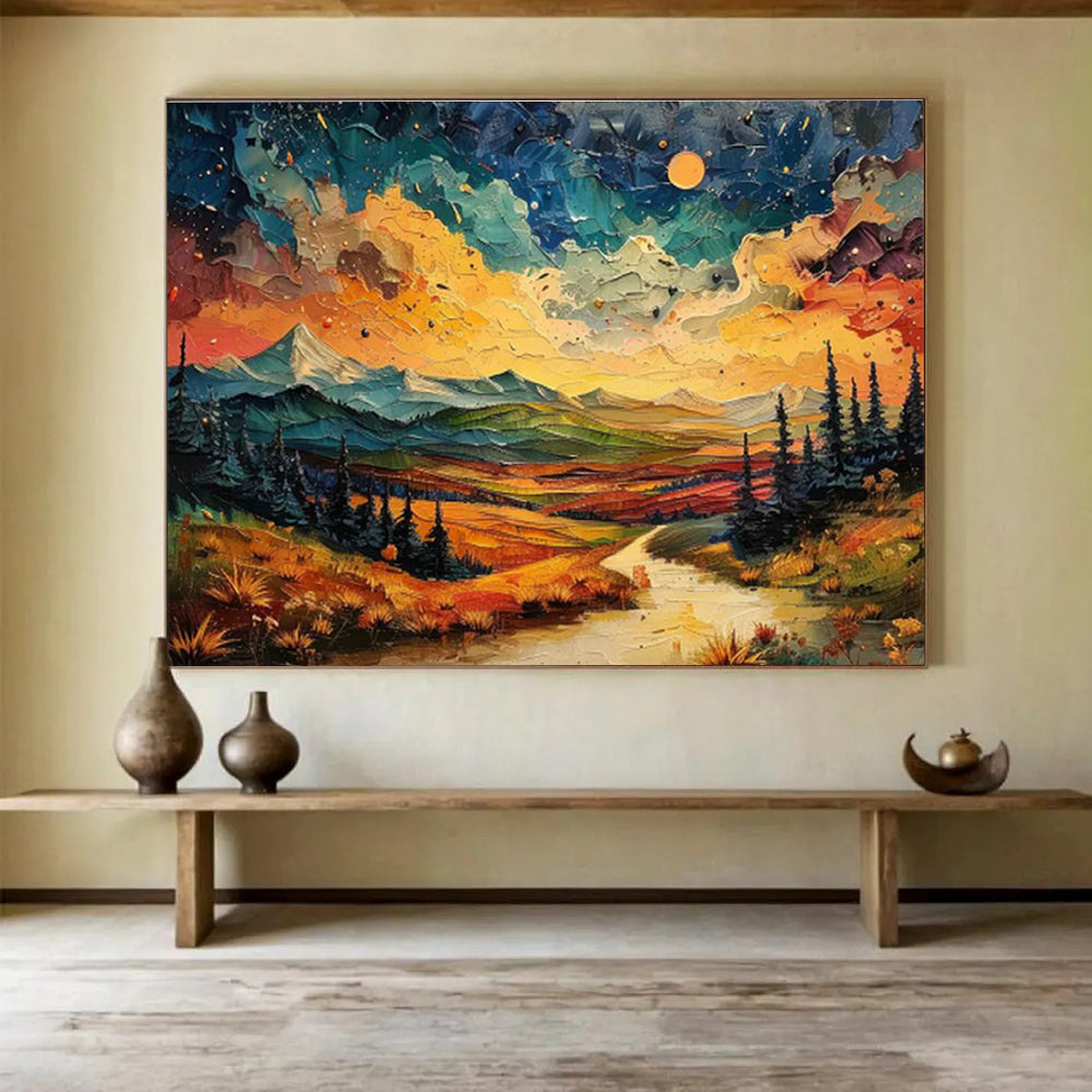 Custom-Made Space Tourism Spaceport Control Tower Large Abstract Hand Painting DLZ2636