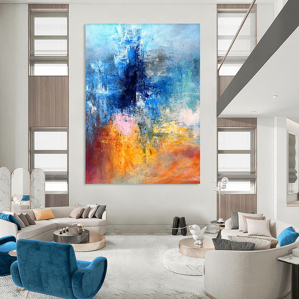 Oversized Custom Hand-Painted Abstract Wall Art for Antique Stores  DLZ0003