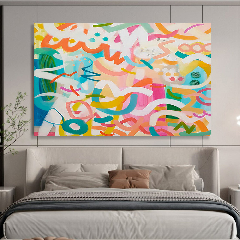 Macrame Base Custom Hand-Painted Abstract Art in Bohemian Style for Boho Decor