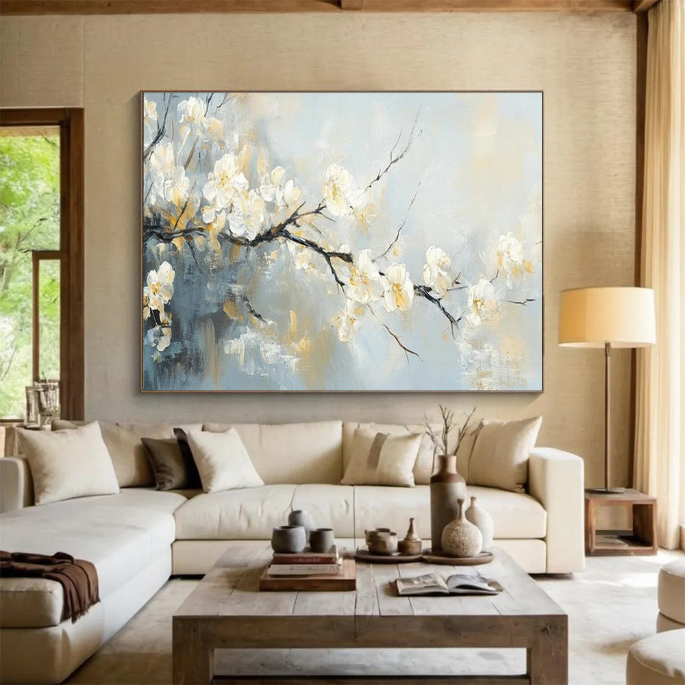 Oversized Custom Abstract Hand Painting for Arctic Freshwater Lake Ice Cover Dynamics and Its Impact on Aquatic Ecosystems Research Station DLZ3189