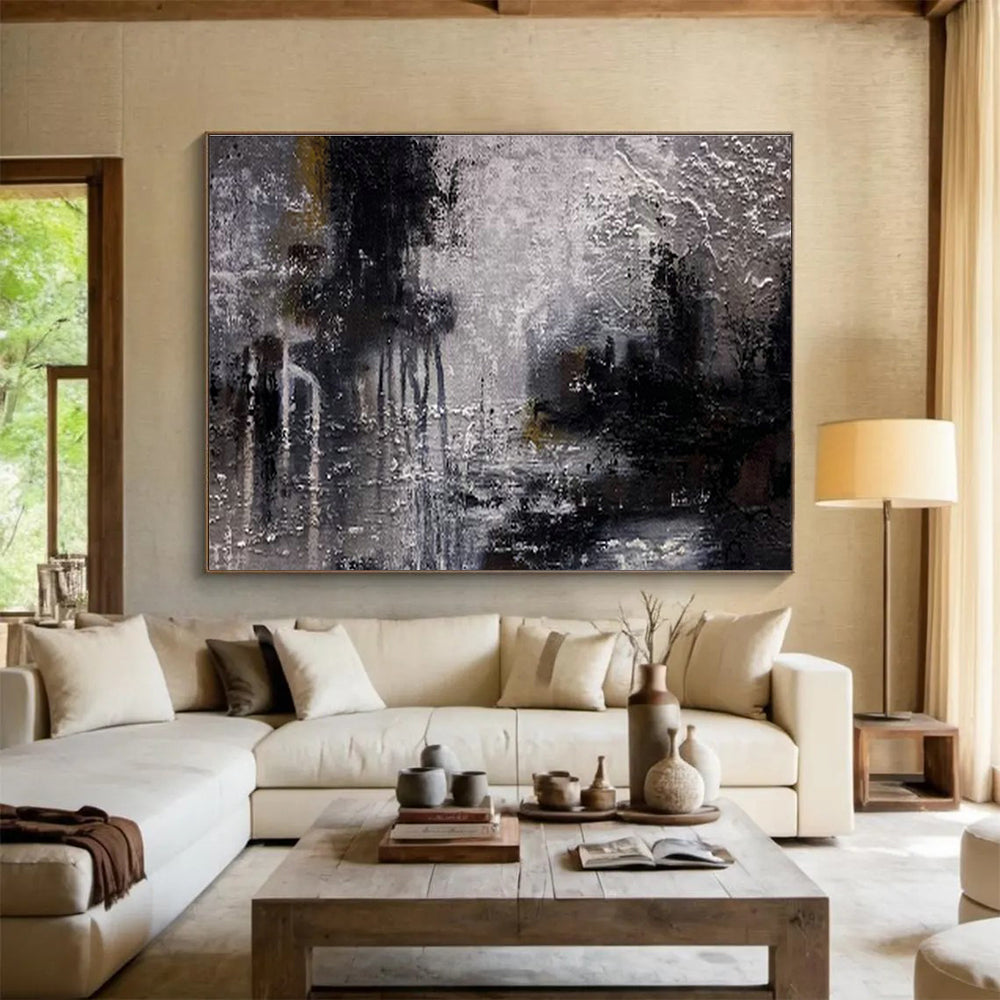 Monumental Geometric Abstract Art - Hand-Painted Resin for Co-Working Spaces