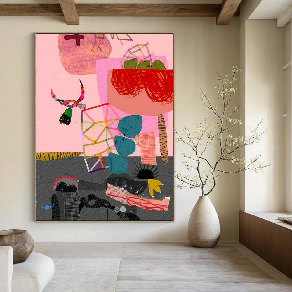 Immense Custom Hand-Painted Abstract Art - Inspiring Decor for School Halls  DLZ0166