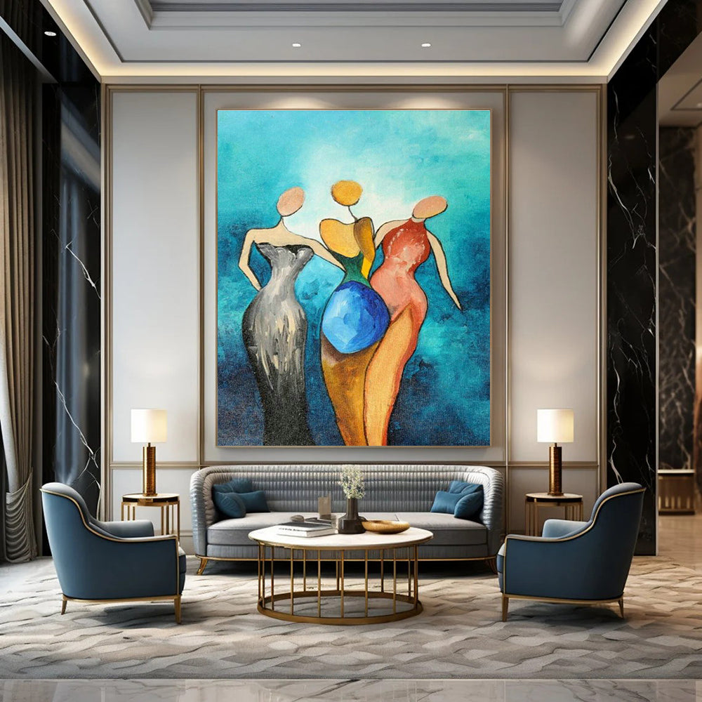 Huge Customizable Hand-Painted Abstract Artwork for Traditional Tea Houses  DLZ0036