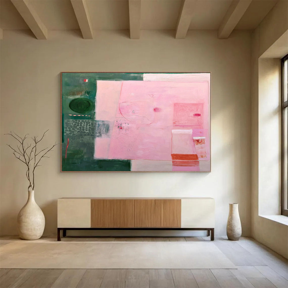 Solar-Powered LED Backlit Custom Hand-Painted Abstract for Modern Corridors