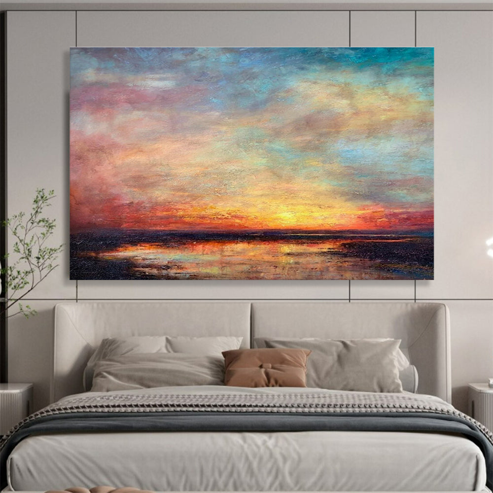 Large-Size Custom Abstract Hand Painting for Urban Rooftop Solar-Powered Water Pumping Station DLZ3160