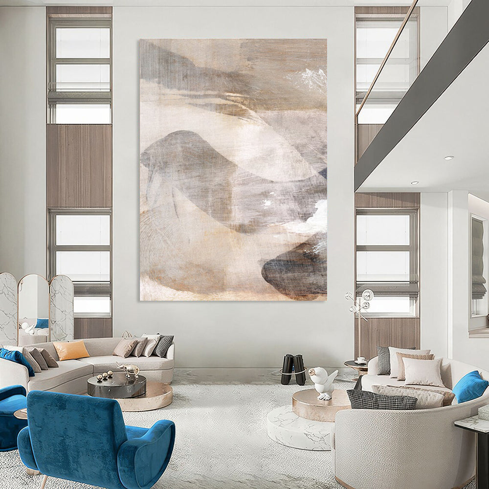 Earth - toned Abstract Landscape with Soft Textures Painting ADGE210