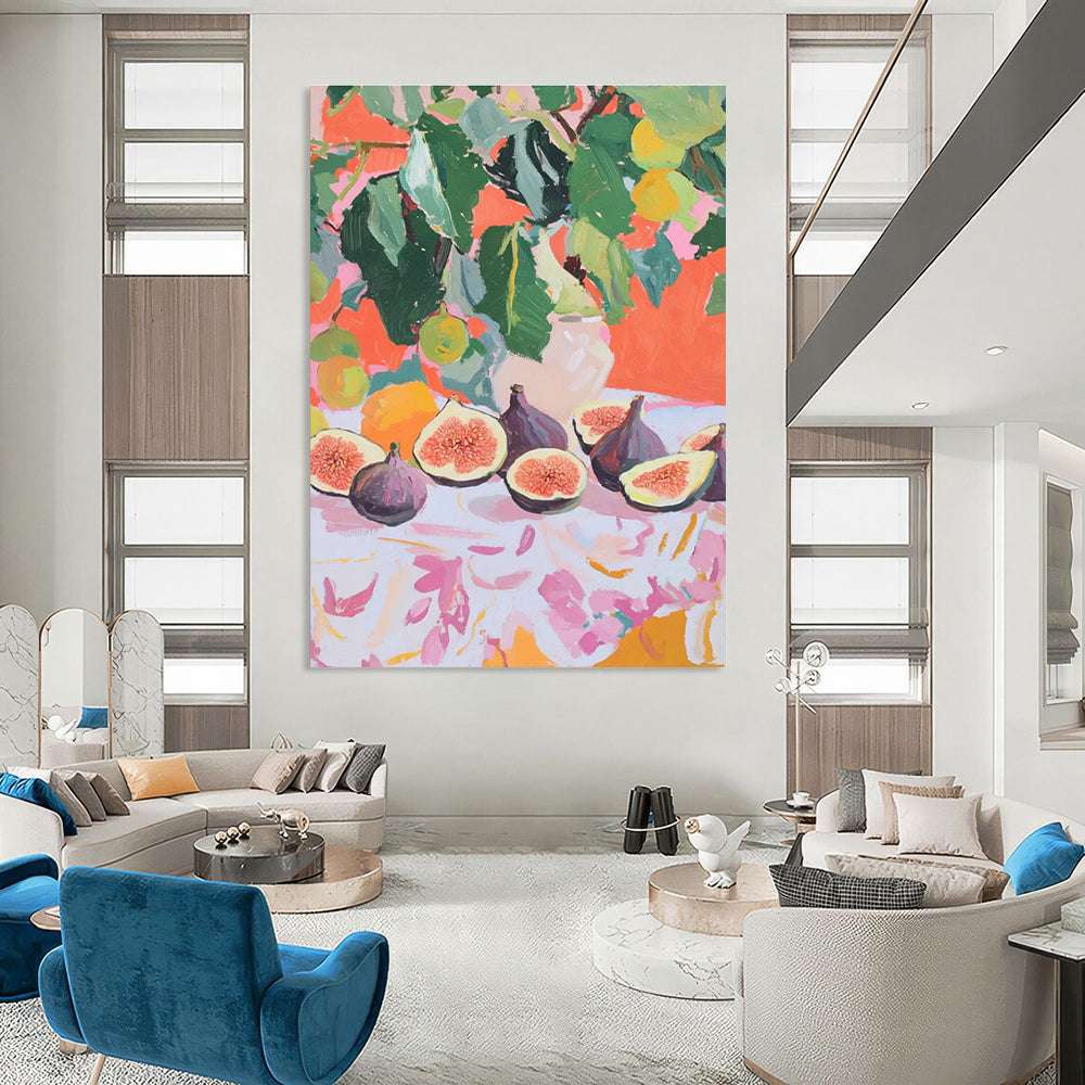 Fig Still Life Abstract Painting with Bright Background ADGE437