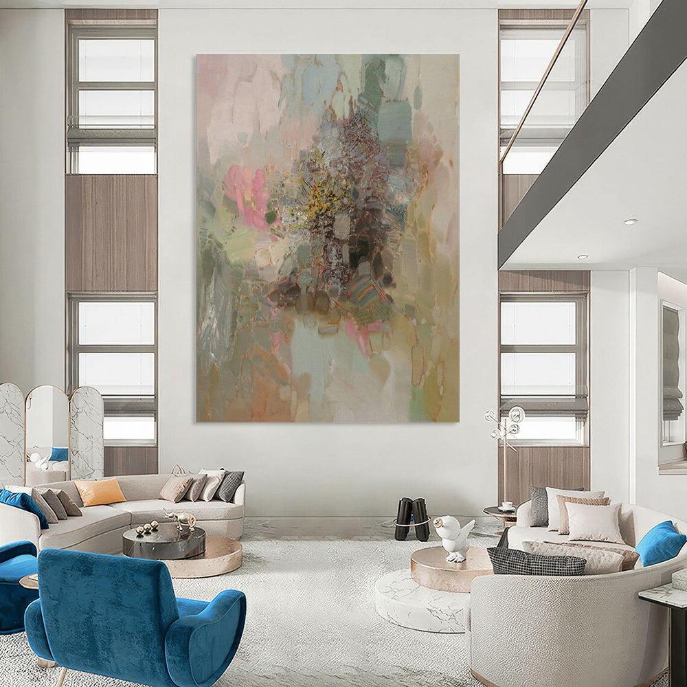 Enormous Custom-Created Handmade Abstract Canvas for Entryway & Office DLZ2076