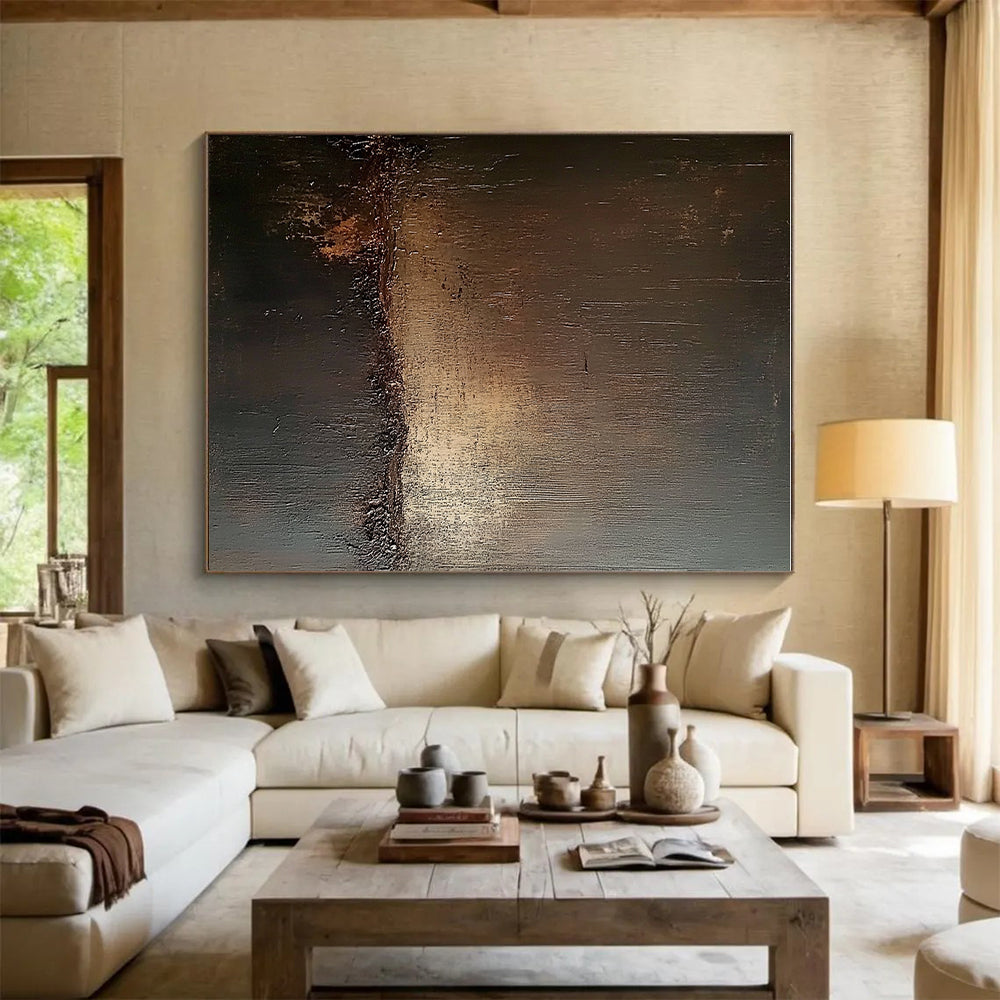 Dark Toned Brown and Black Abstract Art with Subtle Highlights GER291