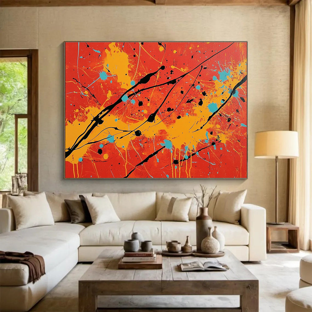 Red Yellow and Blue Splatter - Style Abstract Painting DYP122