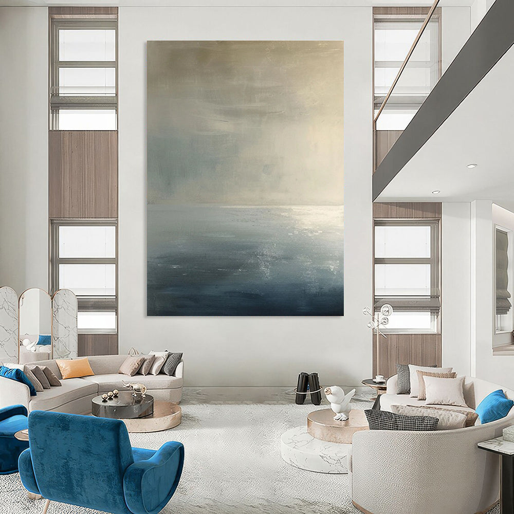 Subtle Light - toned Abstract Painting with Gray and Beige ADGE299
