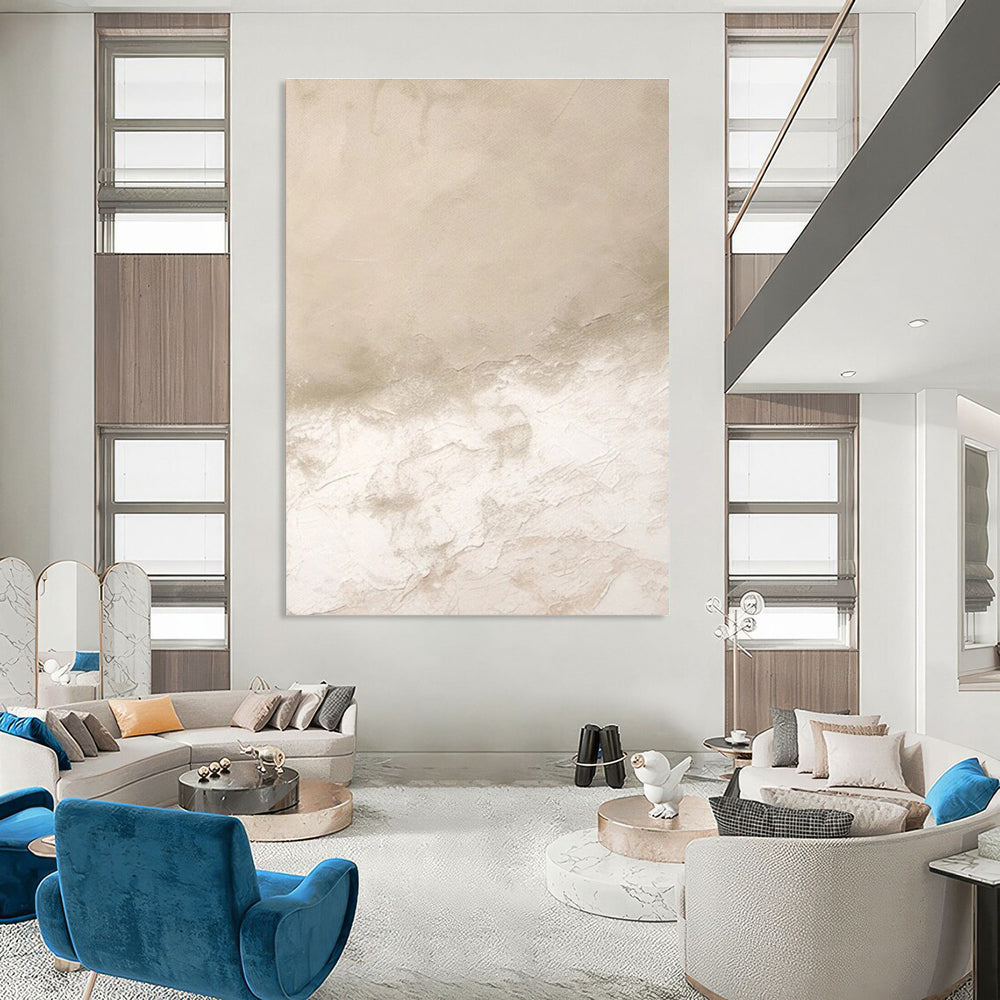 Beige Textured Abstract Painting with Subtle Layers ADGE078