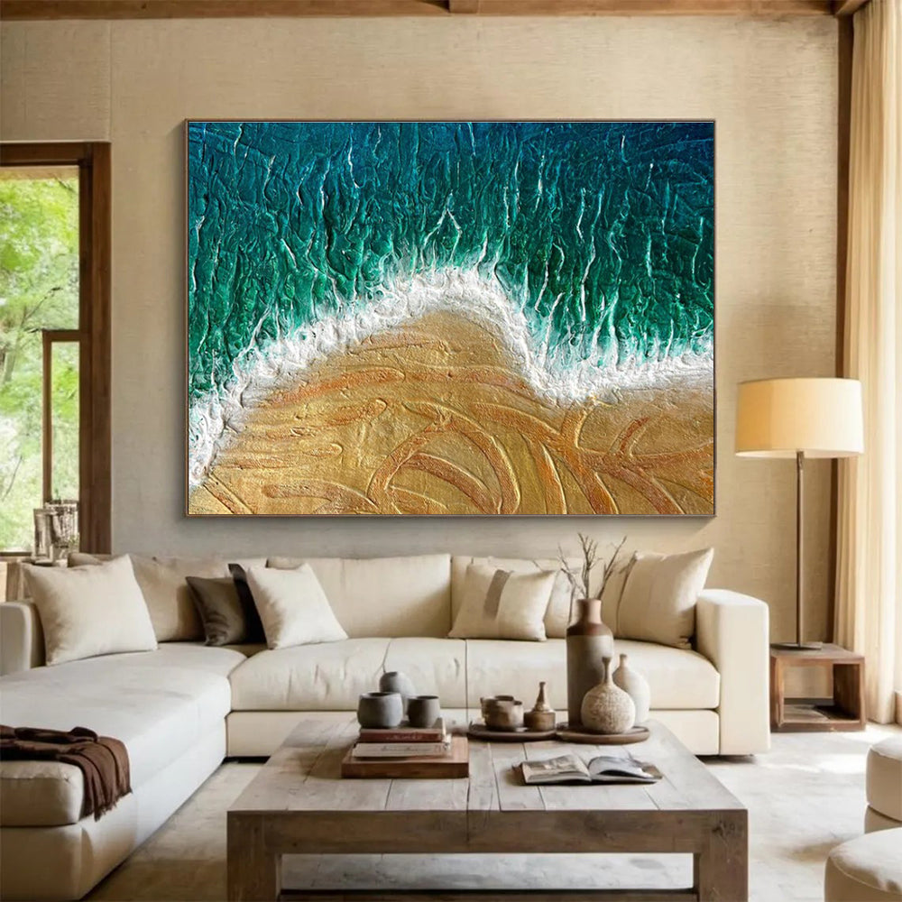 Beach Wave Abstract Painting with Textured Seascapes THY356