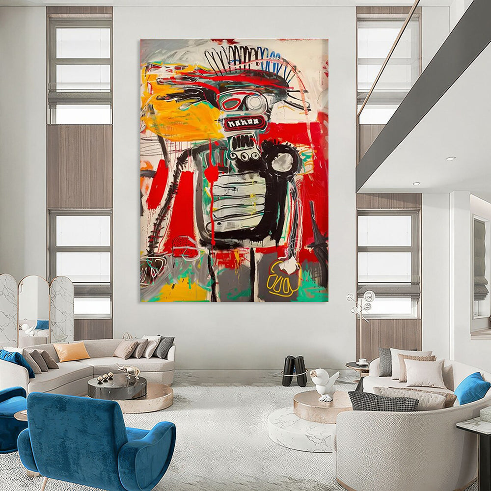 Colorful Abstract Robot Figure Painting with Dynamic Lines ADGE094