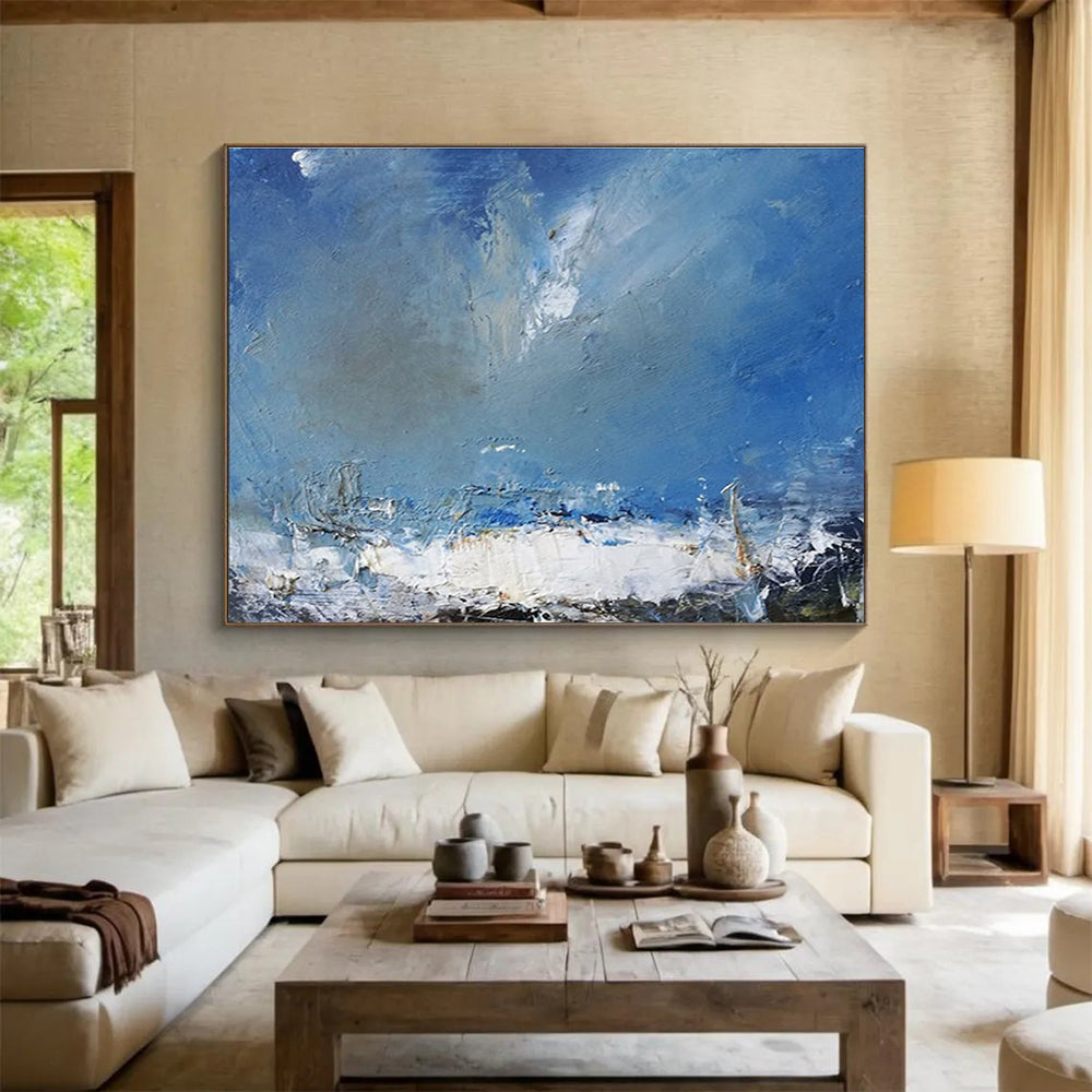 Blue Toned Sea Sky Abstract Painting THY030