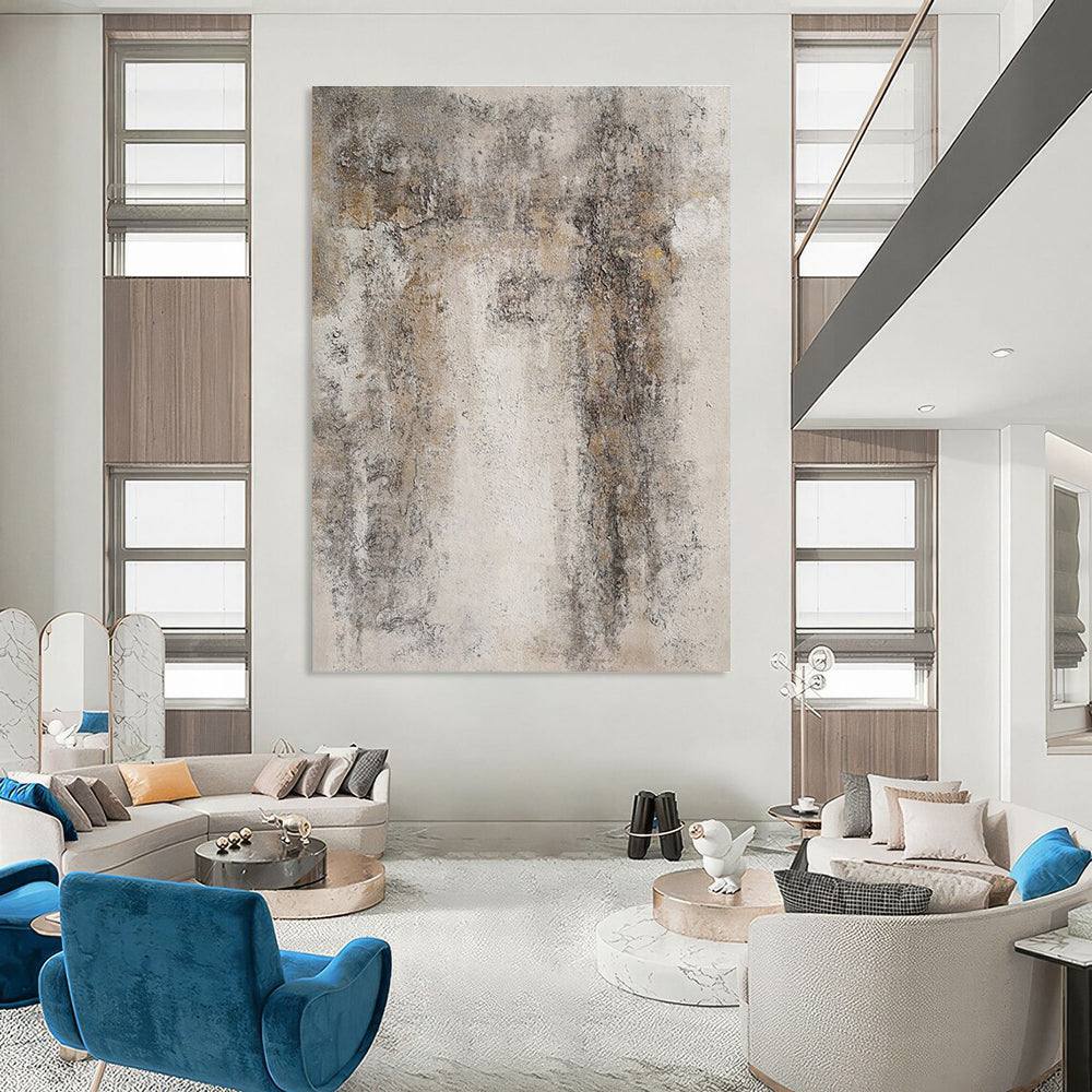 Gray and Brown Textured Abstract Painting ADGE346