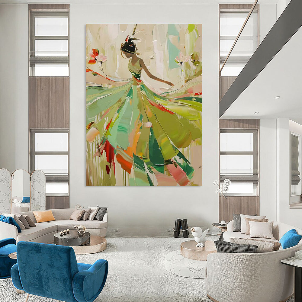 Colorful Dancing Lady Abstract Painting with Flowing Dress ADGE082