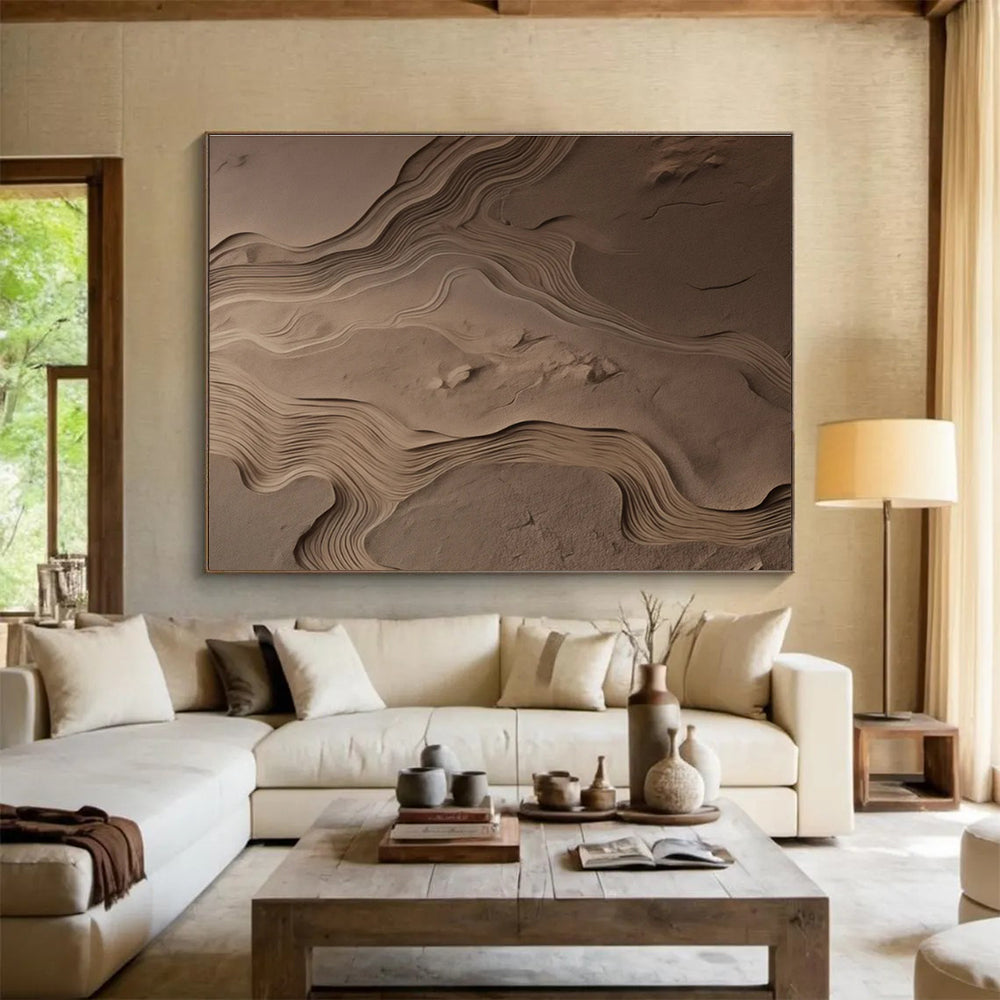 Beige Textured Sand - like Abstract Painting THY094