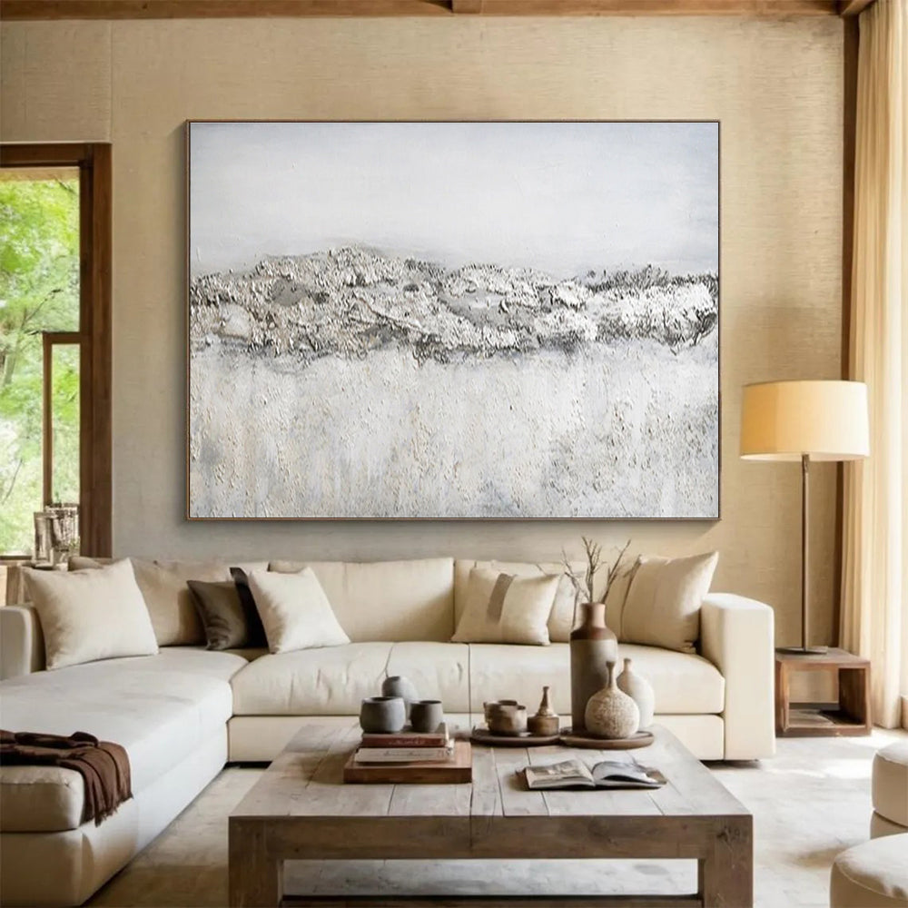 Textured Minimalist Abstract Painting with Subtle Grey Tones THY262