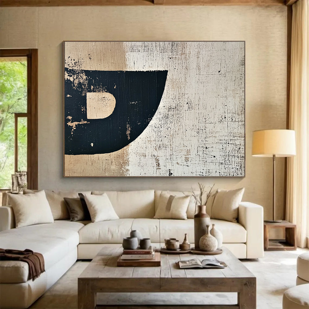Black Beige Textured - Minimalist Abstract Painting DYP030