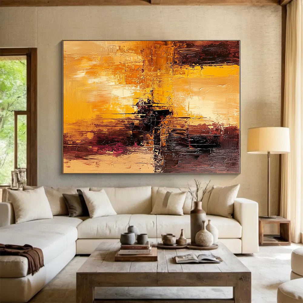 Warm Tone Textured Abstract Painting with Rich Layers GER765