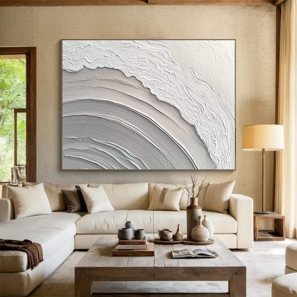 Gray White Textured - Wavy Layers Abstract Painting DYP043