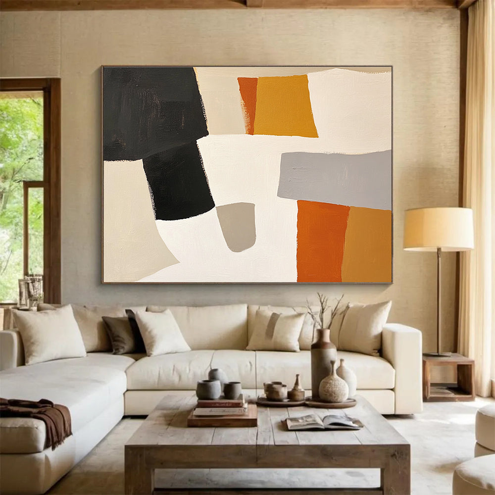 Neutral and Orange Shapes Abstract Painting DYP105