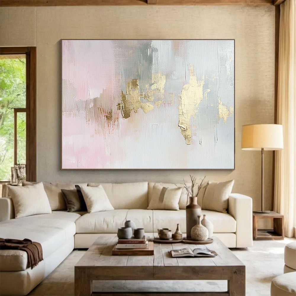 Abstract with Gold Accents on Pink and Gray DYP544