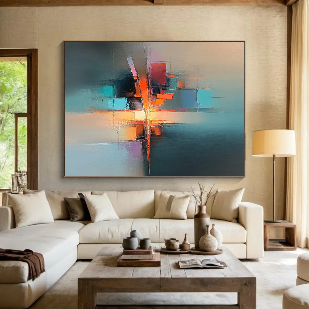 Colorful Cityscape Abstract Painting with Reflective Elements GER185